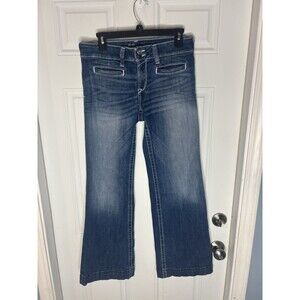 Ariat Trouser Mid Rise Stretch Entwined Wide Leg Jeans Womens 29 S Blue Flared